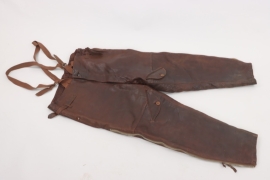 A French leather flight trousers used by a German pilot