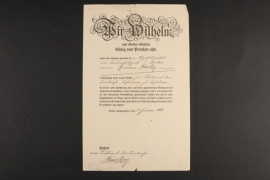 Promotion document for a Vizefeldwebel 1917