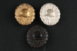 WWI Wound Badge Set in gold, silver and black