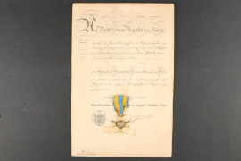 Royal Prussian Merit Cross Merit Cross in gold with Document