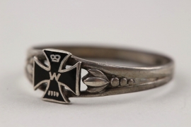WW1 enamel Iron Cross ring - 800 silver