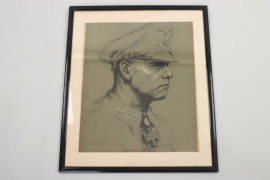 Large portrait of Erwin Rommel, General der Panzertruppe - framed