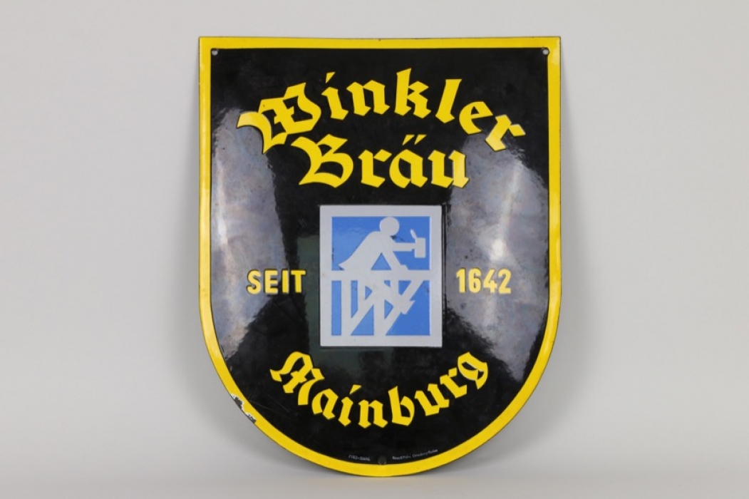 Emailschild Winkler-Bräu, 30er Jahre 