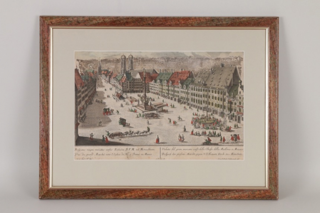 Kupferstich Münchner Marienplatz von Gottfried Winckler, Augsburg um 1780