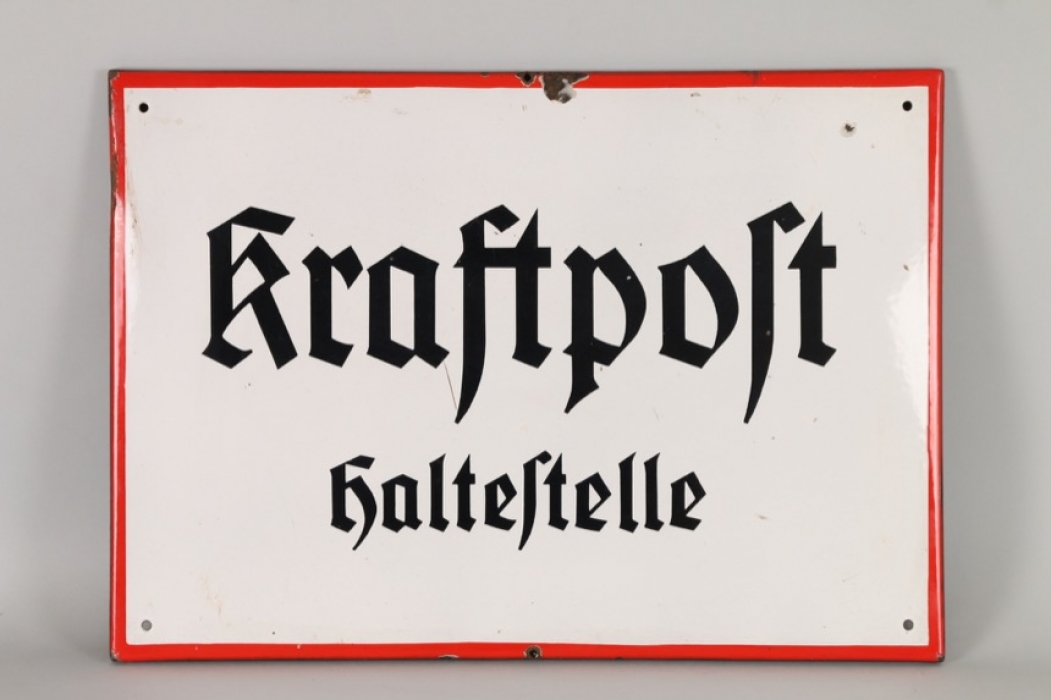 Third Reich "Kraftpost Haltestelle" enamel sign
