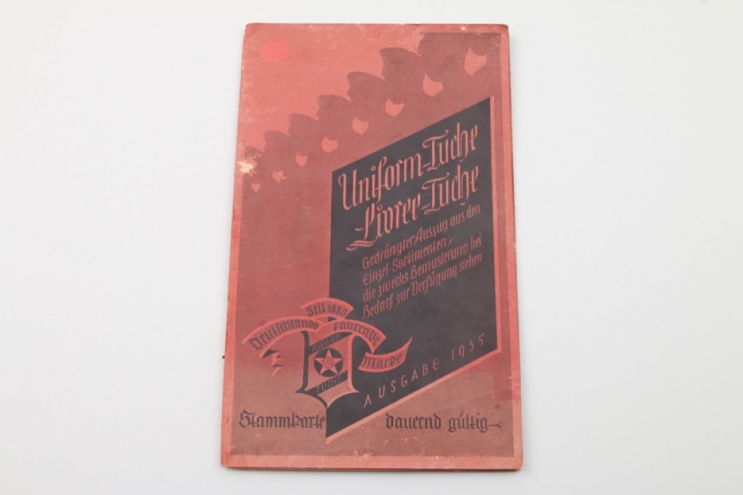 1935 uniform cloth sample board
