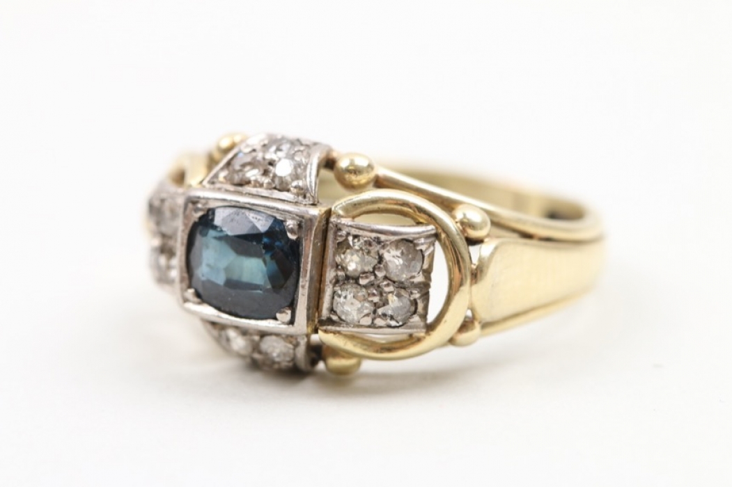 Ring mit Saphir und Diamanten, deutsch um 1900