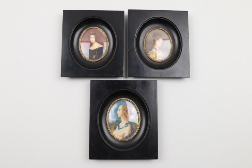 Drei Portrait Miniaturen, deutsch, 20. Jh.