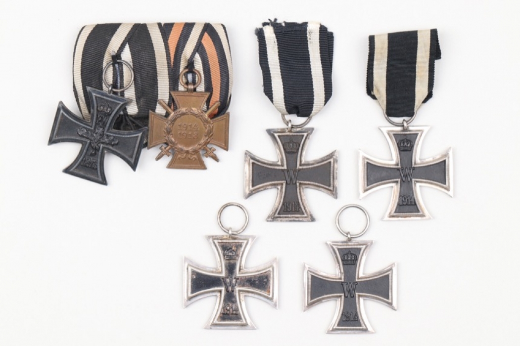 4 + 1914 Iron Crosses 2nd Class & medal bar