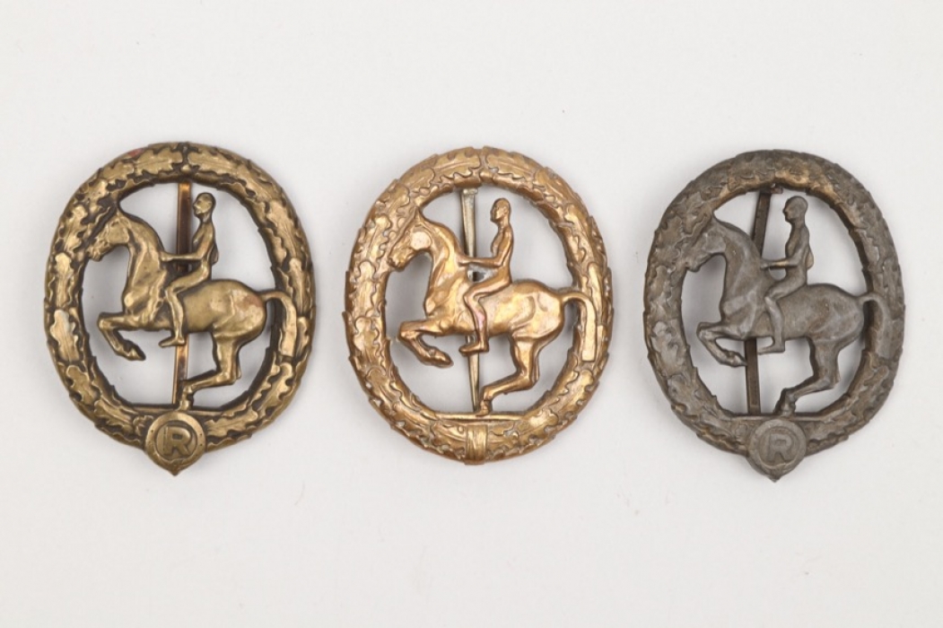 3 + German Horsemans Badge in bronze