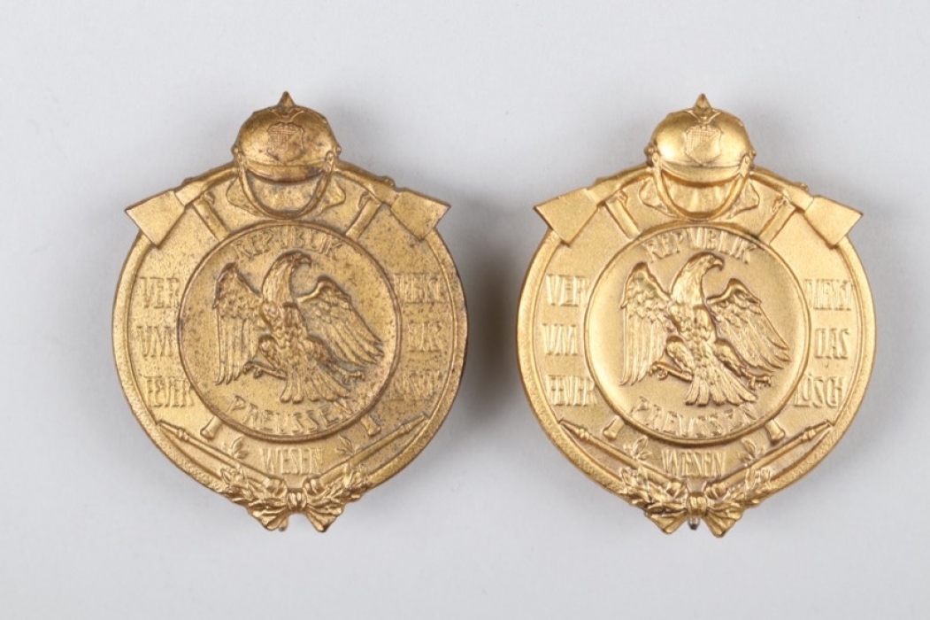 2 + Prussian Fire Brigade Commemorative Badge 1926-1933