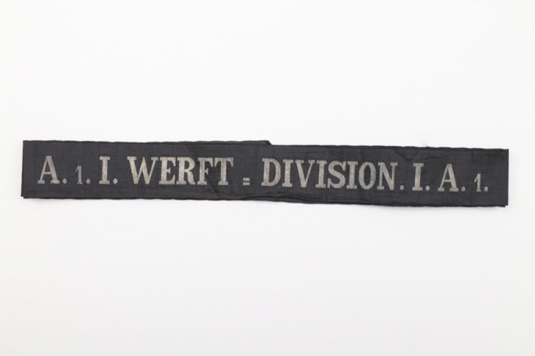 Imperial German Navy cap tally "A.1.I. Werft-Division. I.A.1."