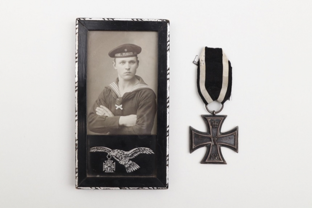 WW1 framed Marine-Flieger photo & Iron Cross