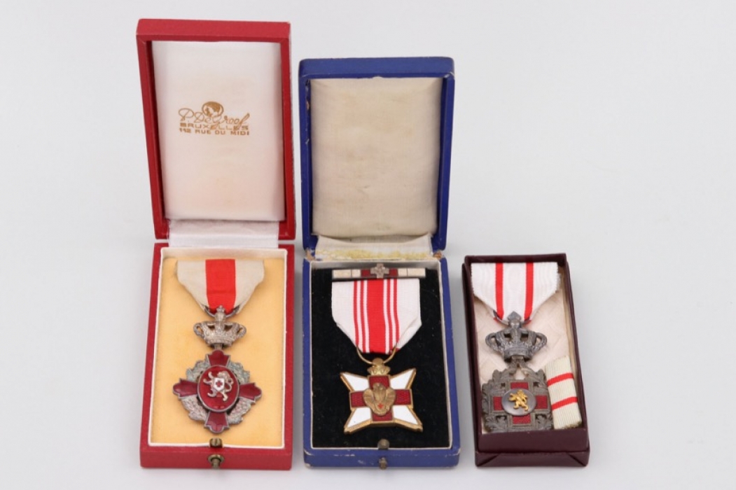 Belgium - lot of Red Cross medals in case