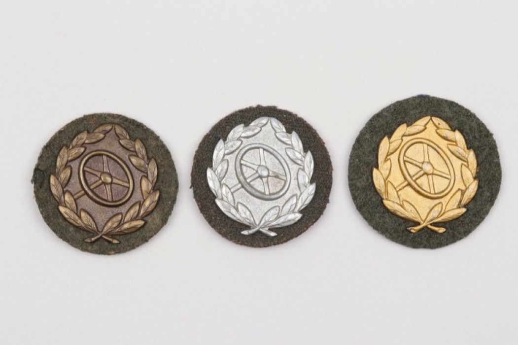 Heer/Waffen-SS Drivers Badge in gold, silver & bronze