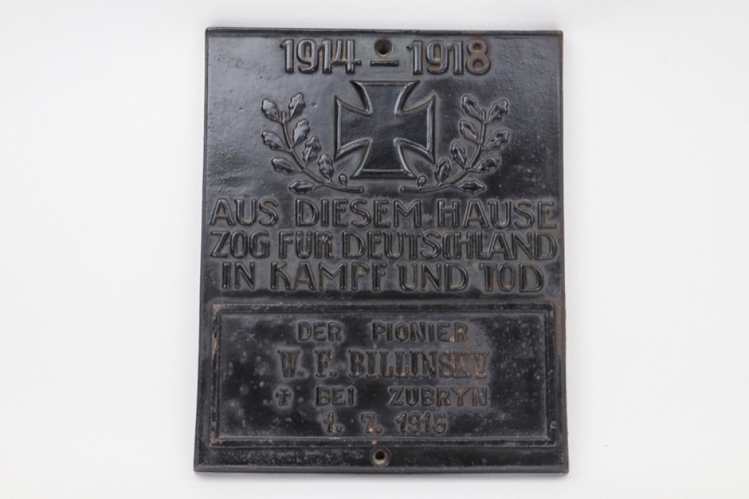 WW1 commemorative wall plaque