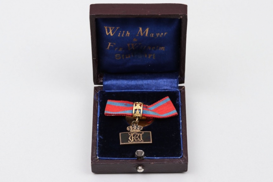 Württemberg - cased miniature button to Long Service Award