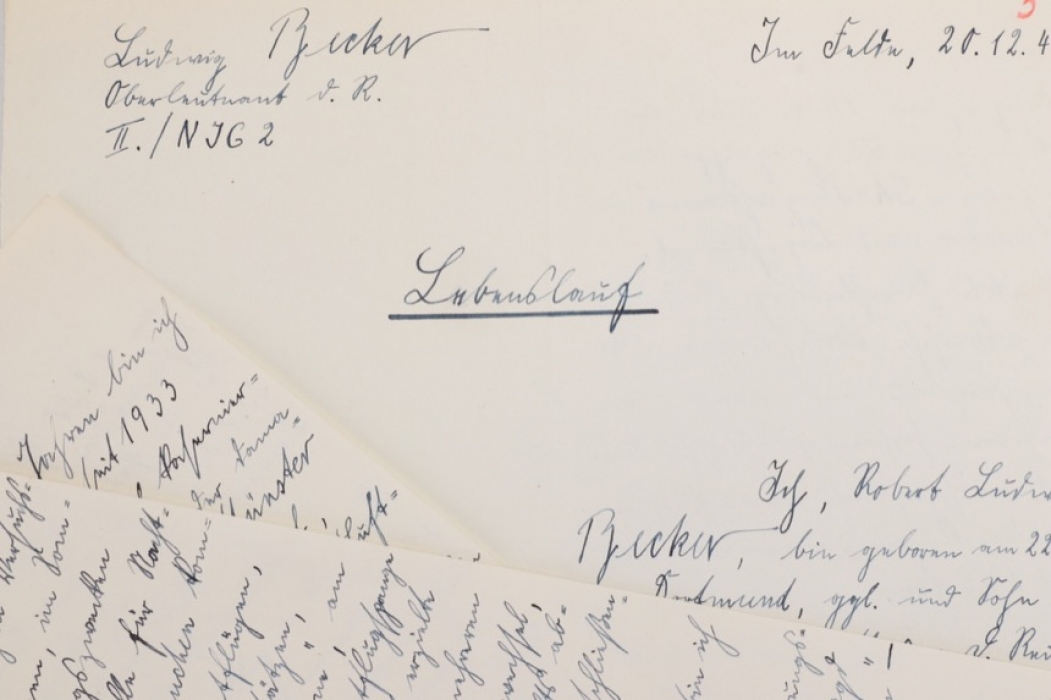 Becker, Ludwig - handwritten CV