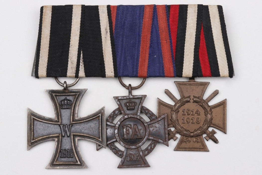 Third Reich 3-medal Iron Cross bar to WW1 veteran
