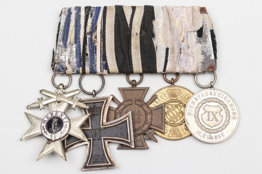 Bavaria - 5-place medal bar to WWI veteran