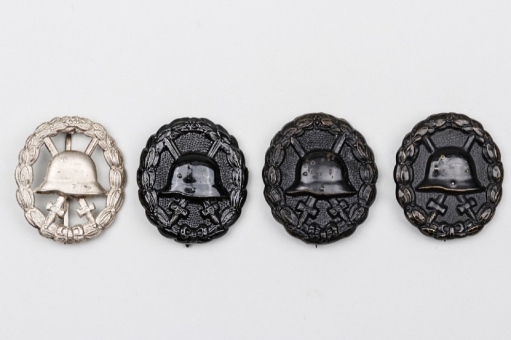WWI lot of Wound Badges in silver & black