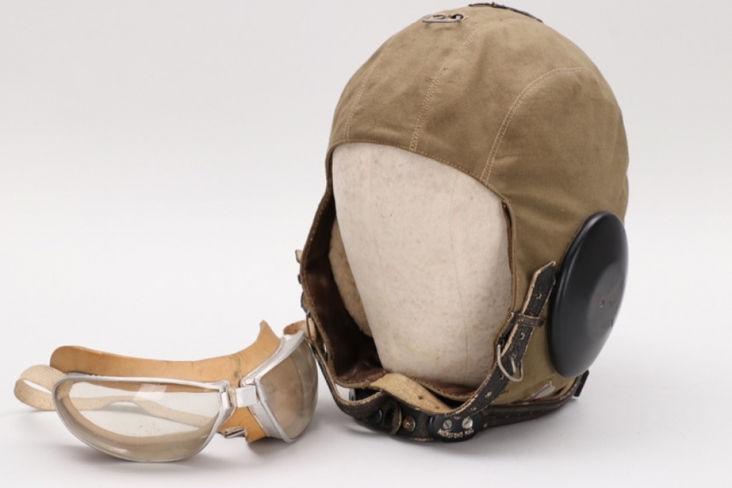 Italy - WWII summer flight helmet + goggles
