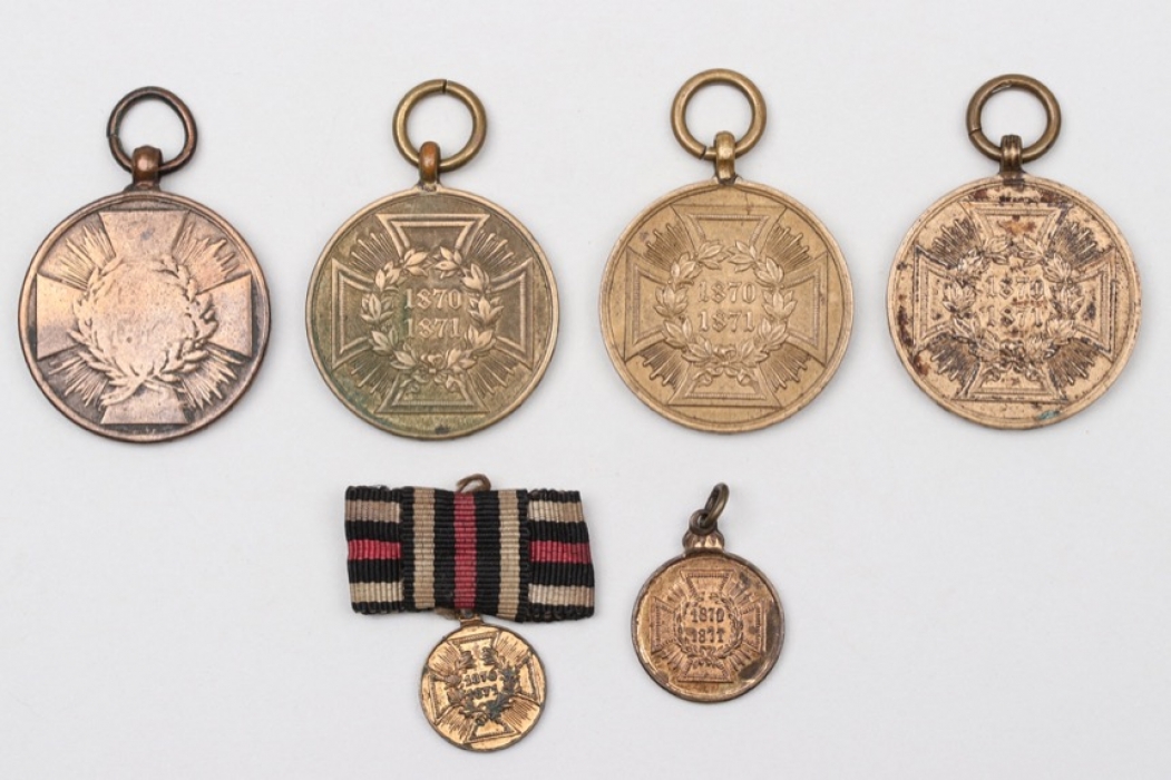 6 + Prussian War Commemorative Medal 1870-1871 & miniatures