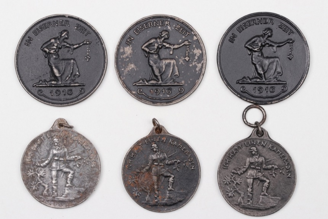 6 + WWI "Eiserene Zeit" patriotic medals