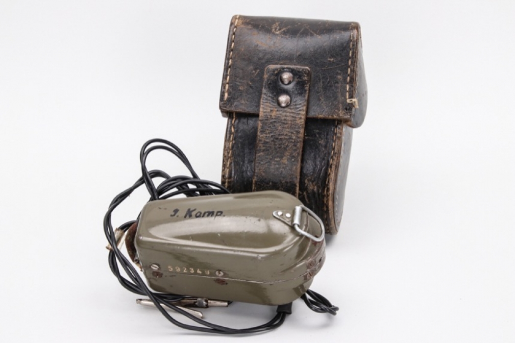Folding field telephone handset with pouch - unknown