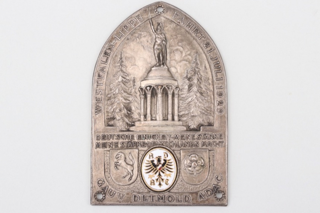 1929 ADAC Detmold "Westfalen-Lippe Fahrt" commemorative plaque