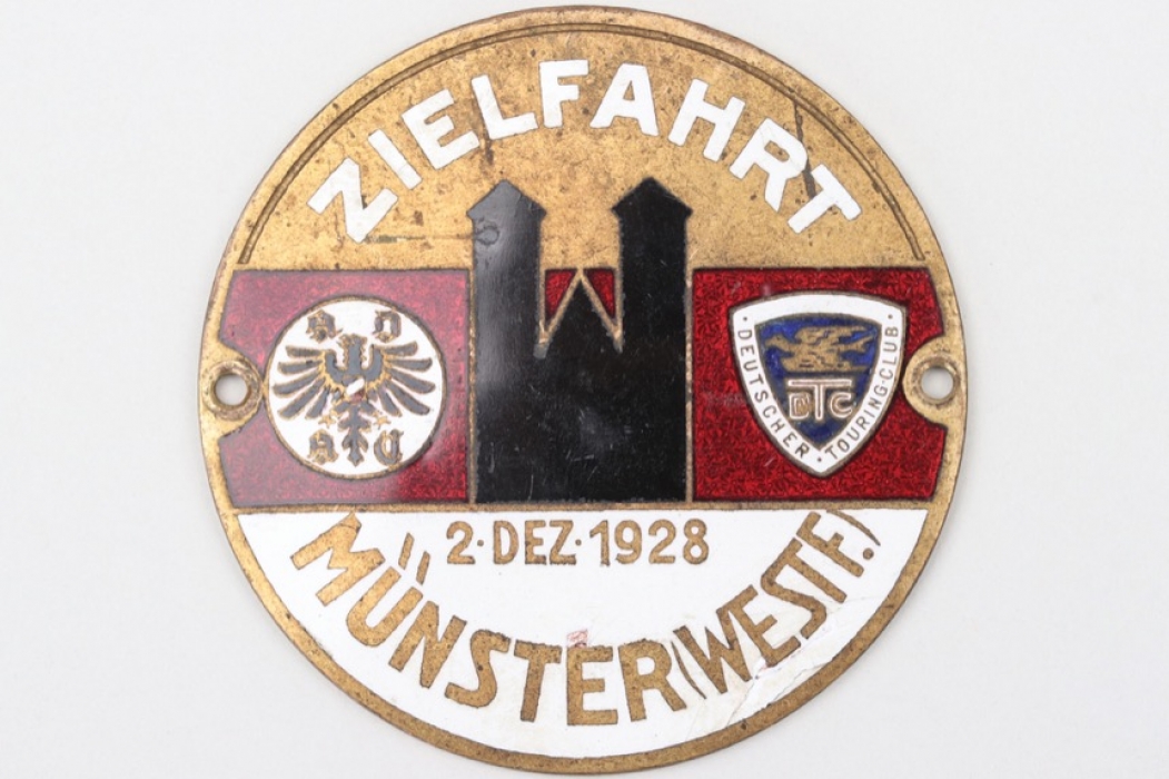 1928 ADAC Münster "Zielfahrt" enamel commemorative plaque