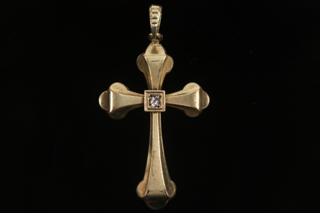 Antikes goldenes Kreuz mit Schmuckstein