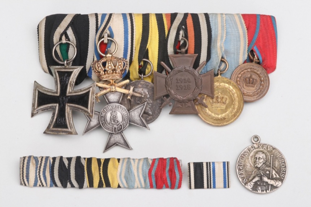 WWI 6-place medal bar with ribbon bar