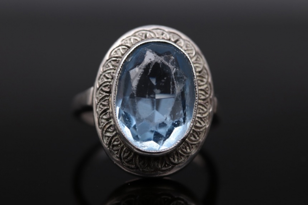 Vintage silver ring from the 20s/30s with blue glass-gemstone