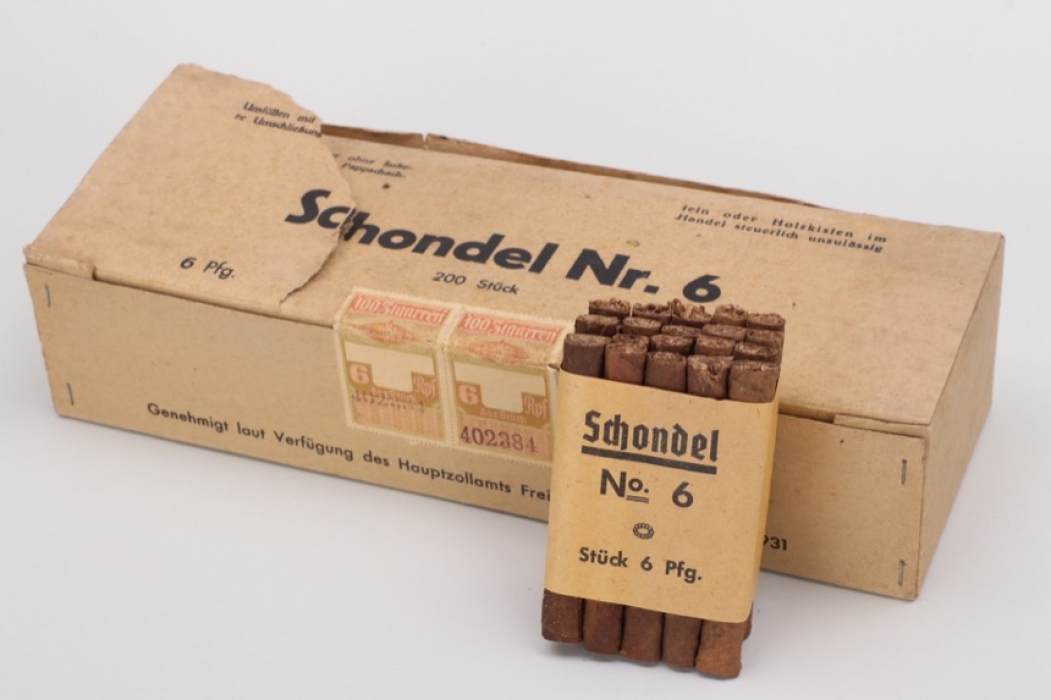 Unissued pack of cigarillos "Schondel Nr. 6"