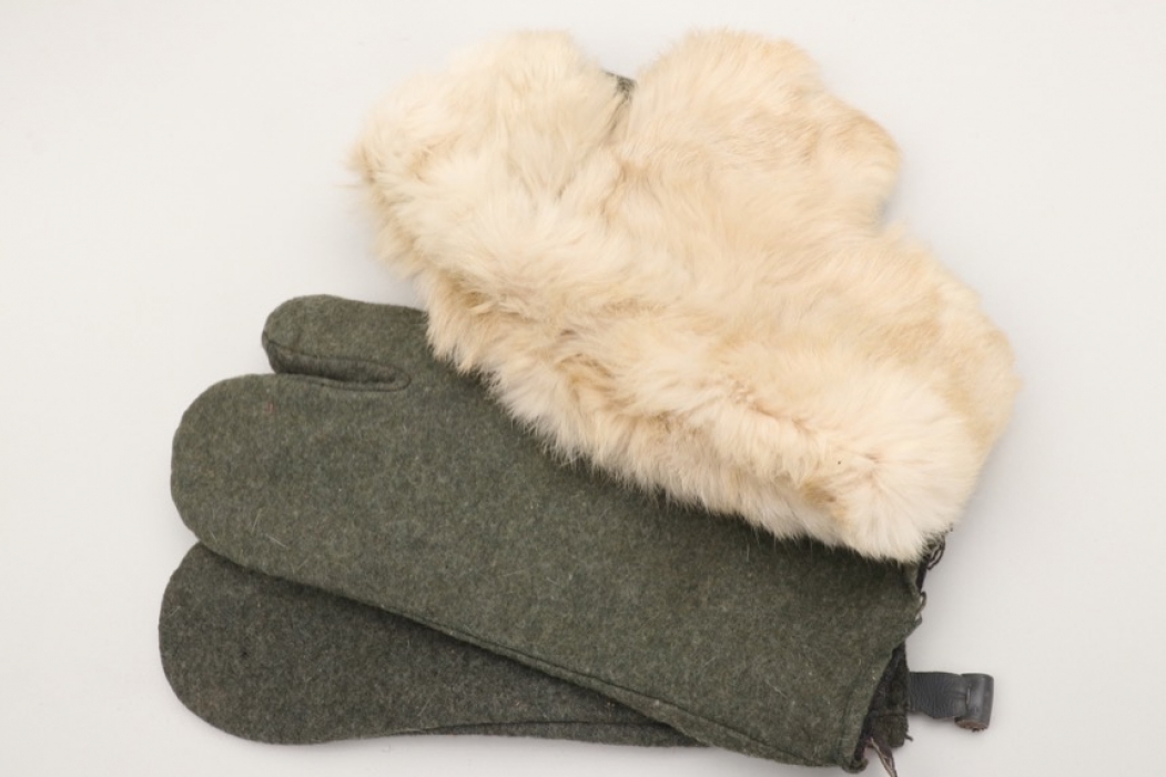 Wehrmacht winter fur field cap & mittens