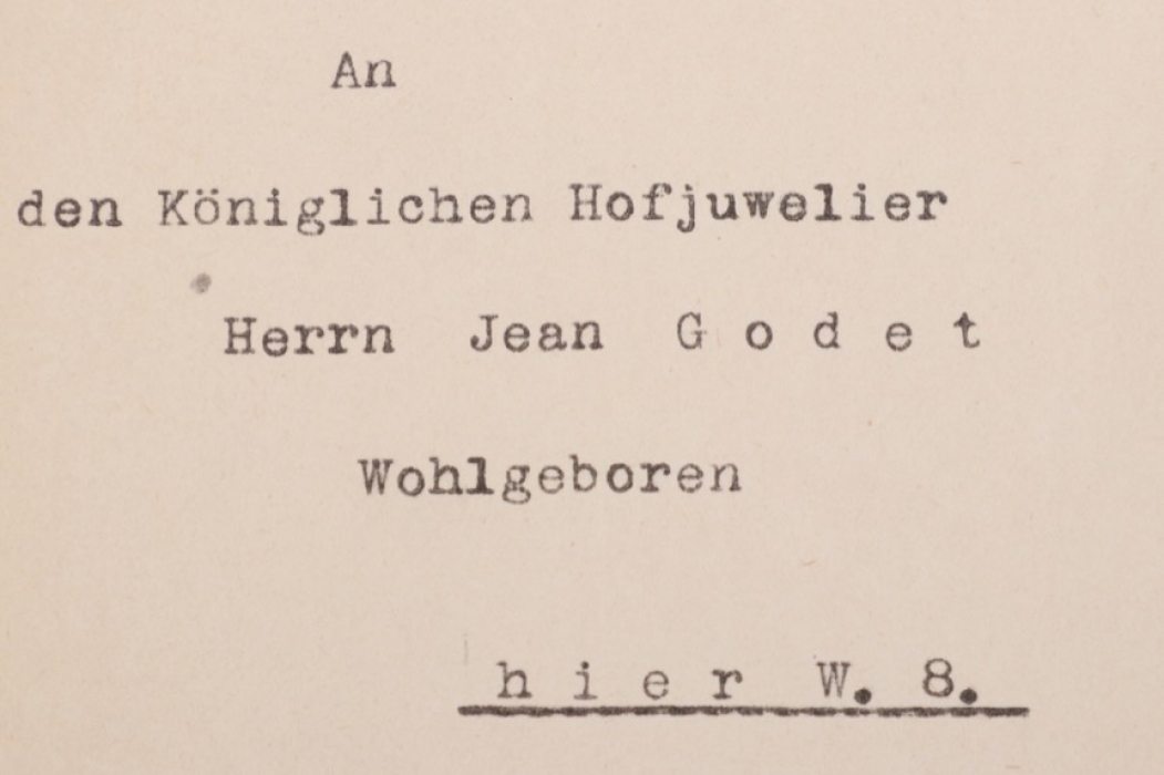 Godet, Jean - certificate to House Order of Schaumburg-Lippe