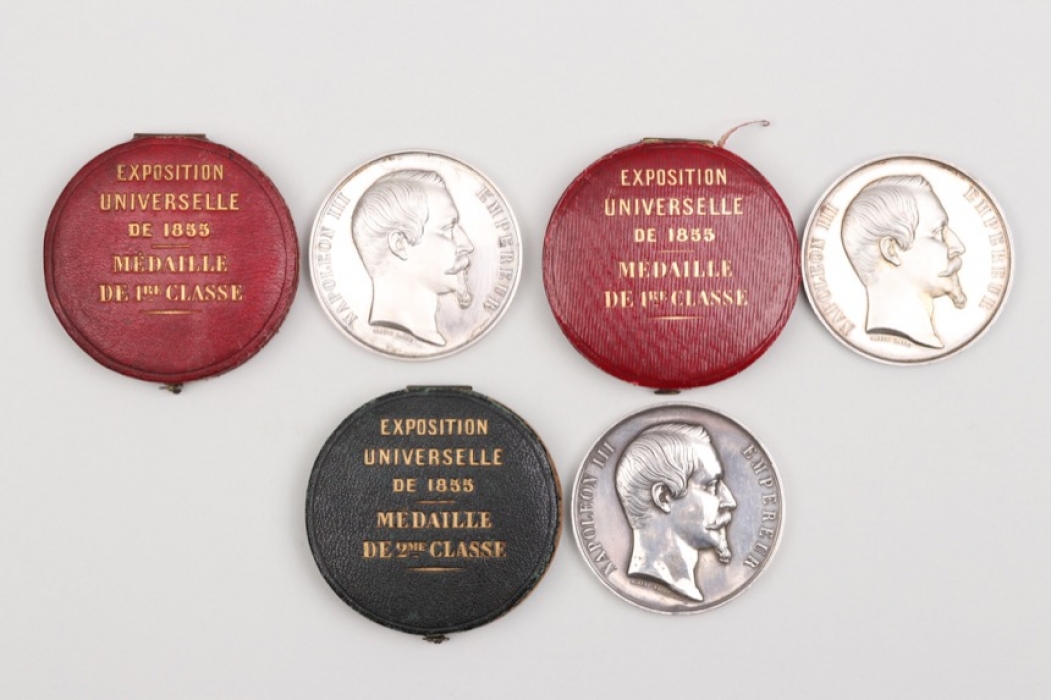 3 + Cased Medals "World Exhibition Paris 1855" in case
