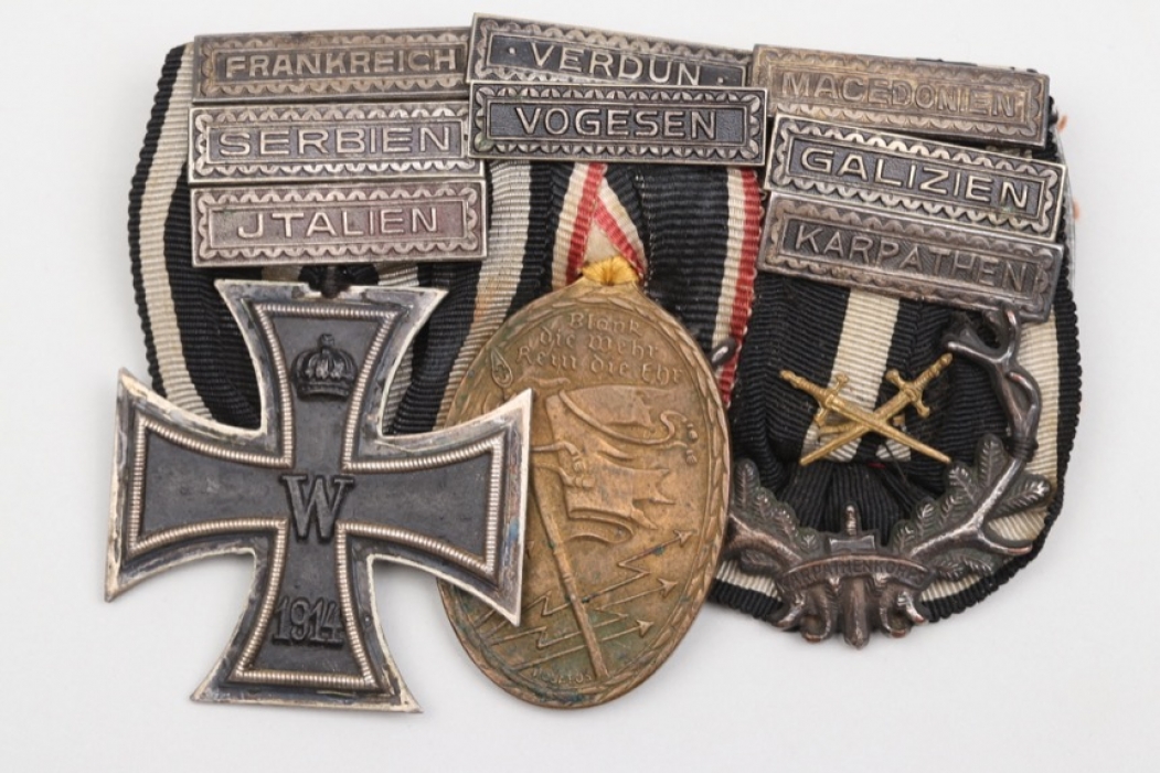 WWI "Karpathenkorps" 3-place medal bar + battle clasps