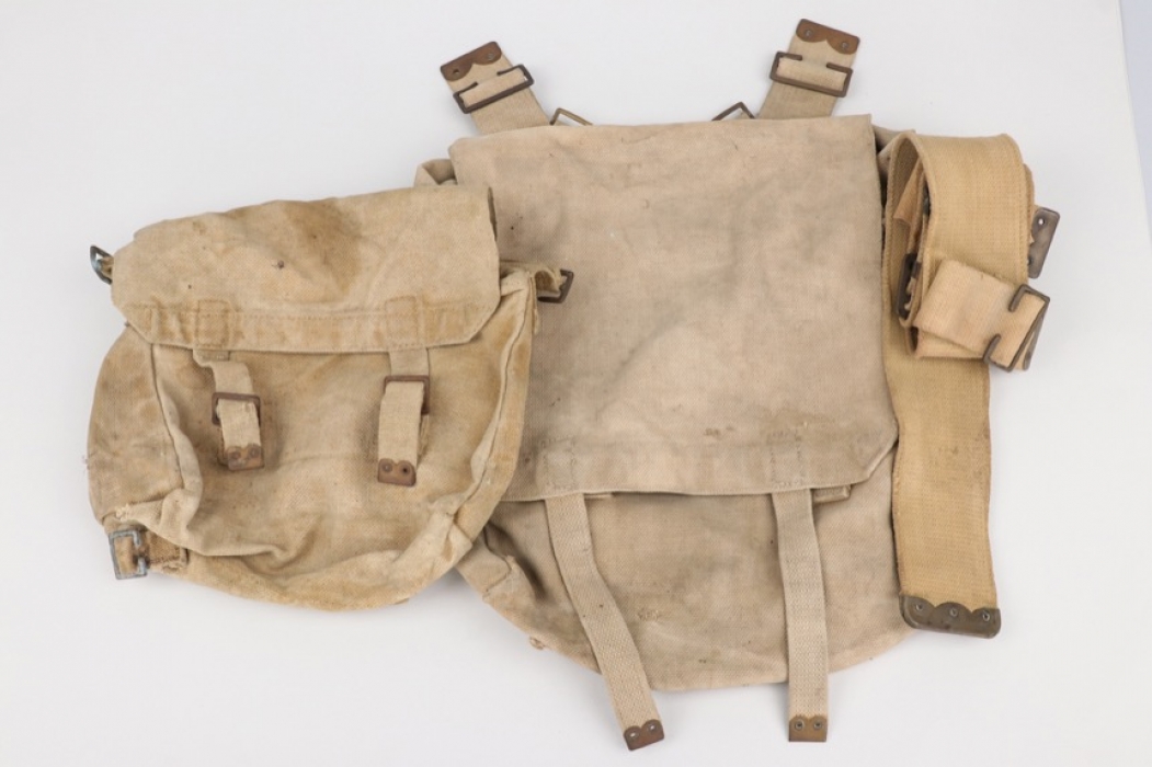 Great Britain - WWI woven bread bag, knapsack and belt