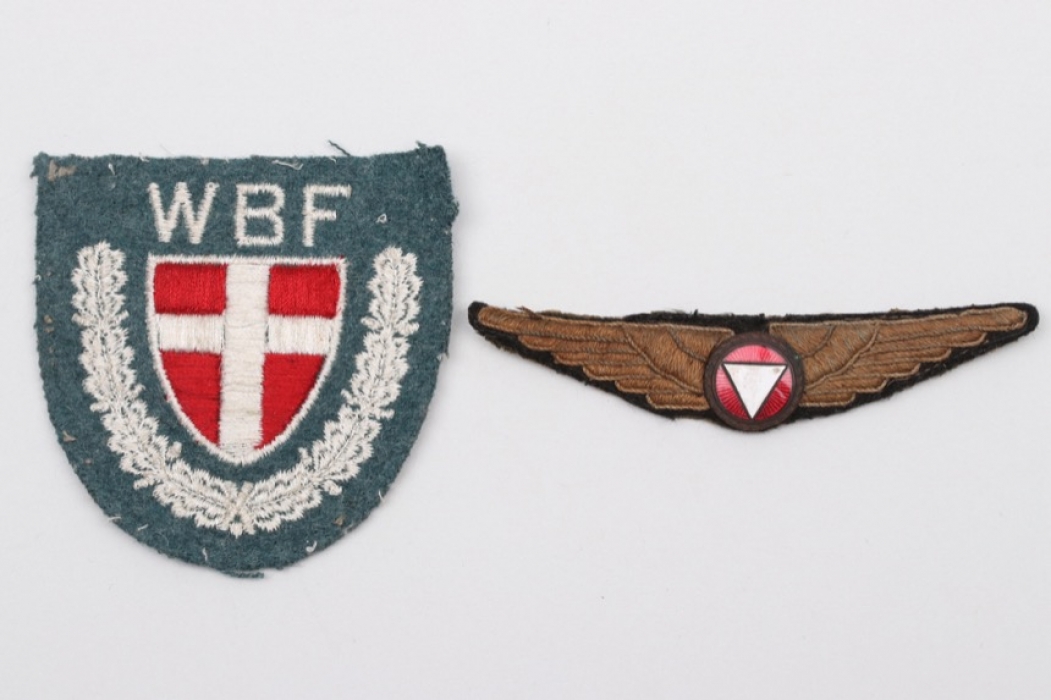 Austrian Pilot's Badge & Danish WBF sleeve badge