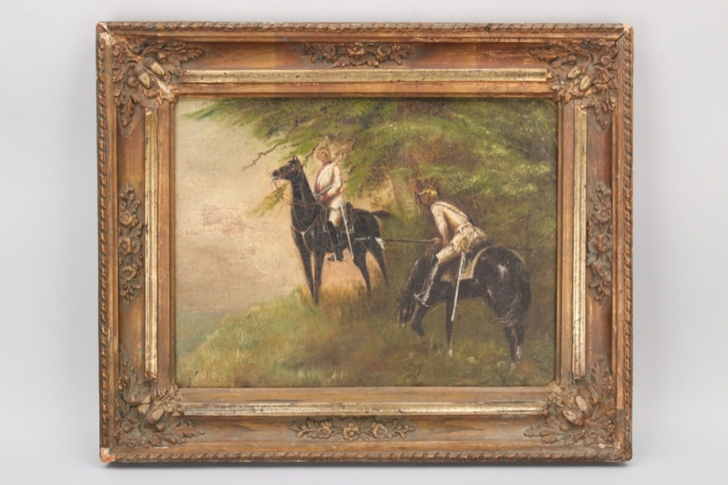 Imperial Germany - oil two cuirassiers on horse