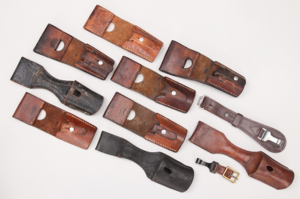 11 x Swiss & Wehrmacht leather frogs and hangers