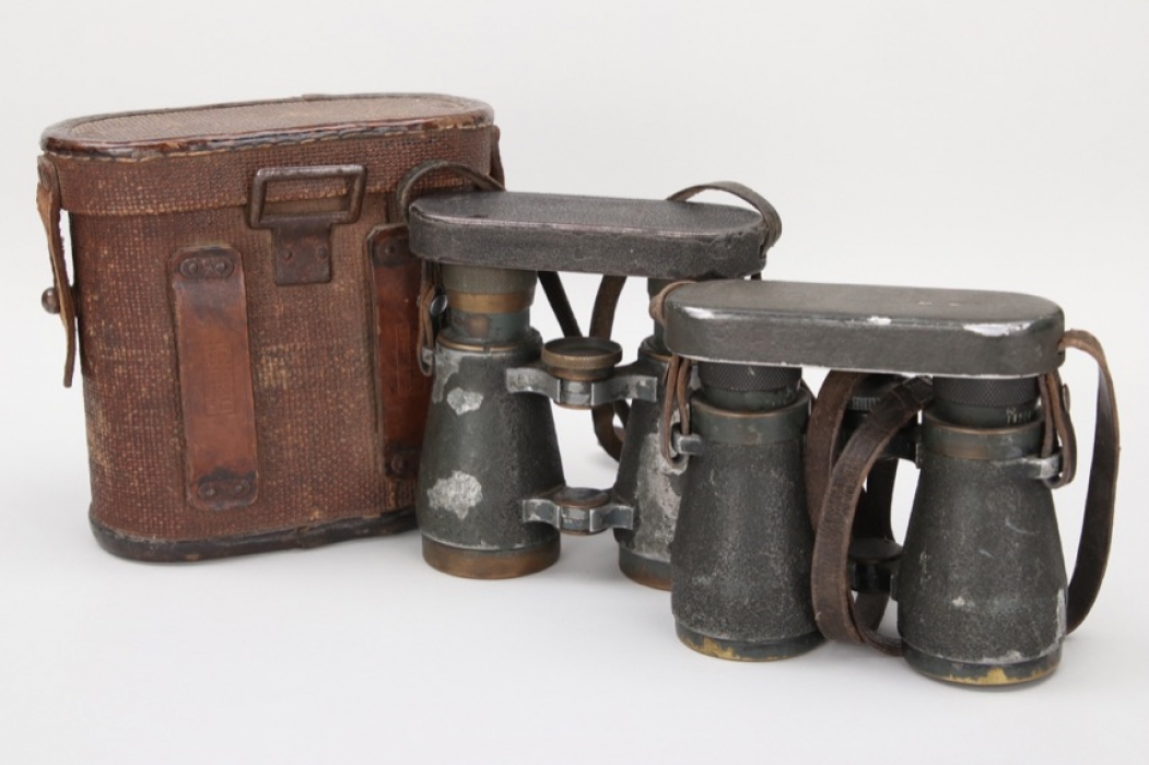 2 x WWI "Fernglas 08" binoculars with case - Rodenstock