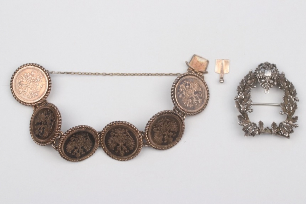 Russian Empire - coin bracelet & silver brooch