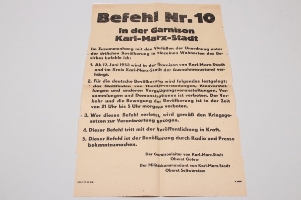East German uprising - "Ausnahmezustand" poster