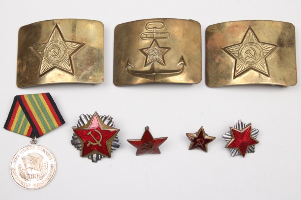 Soviet Union/East Germany - lot of badges and belt buckles