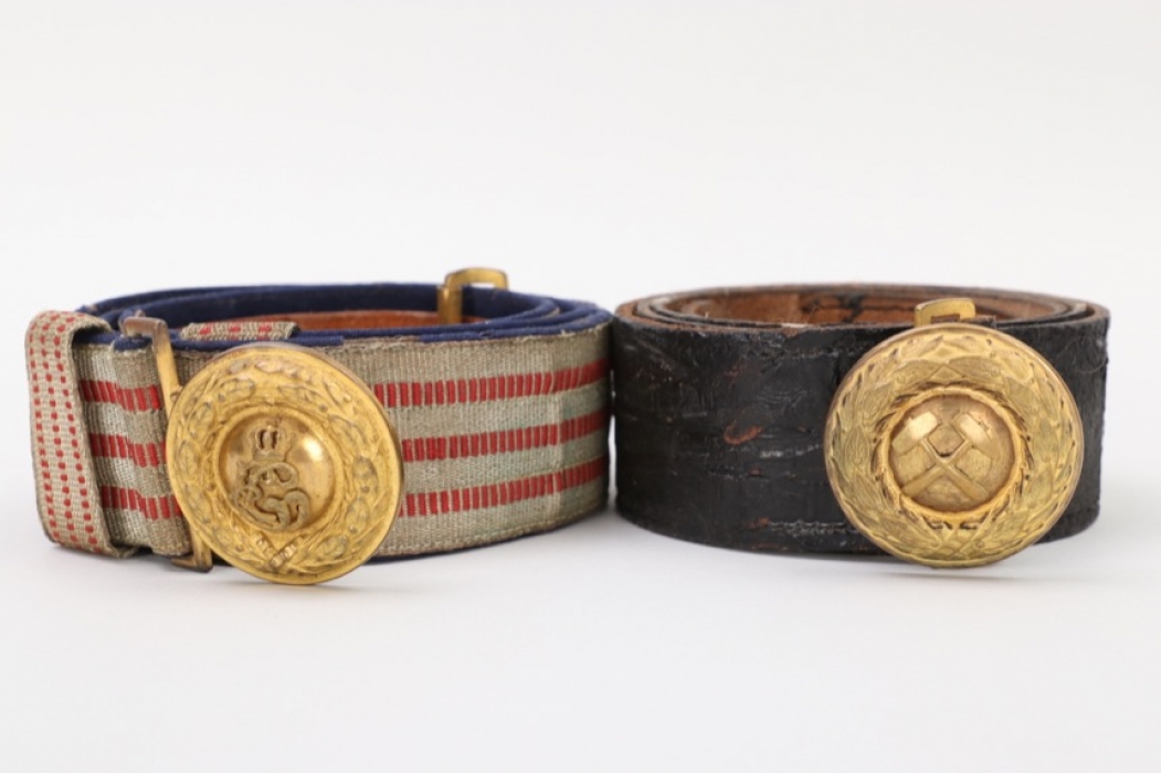 Hessian officer's belt & buckle + "Grubenwehr" belt & buckle
