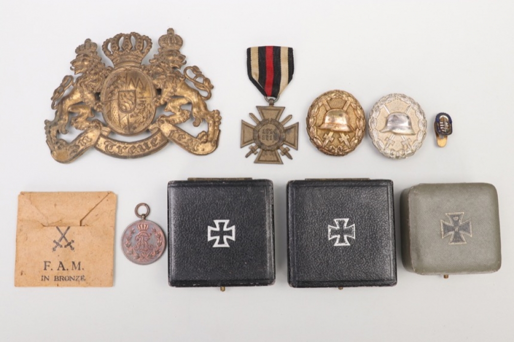 Imperial Germany - lot of badges, cases & helmet plate