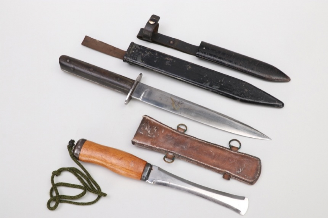 HJ scabbard, Austrian WWI trench knife & Fin Knife